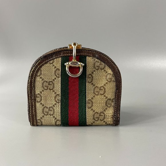Gucci Other - Vintage Gucci GG Monogram Brown Coated Canvas Horse-Bit Bi-fold Wallet
